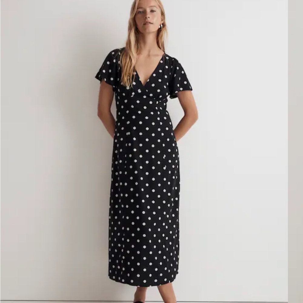 Madewell Black and White Polka Dot Midi Dress